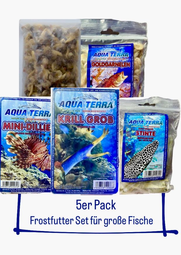 Frostfutter Set - 5er Pack - für große Fische Fischfutter-Set 